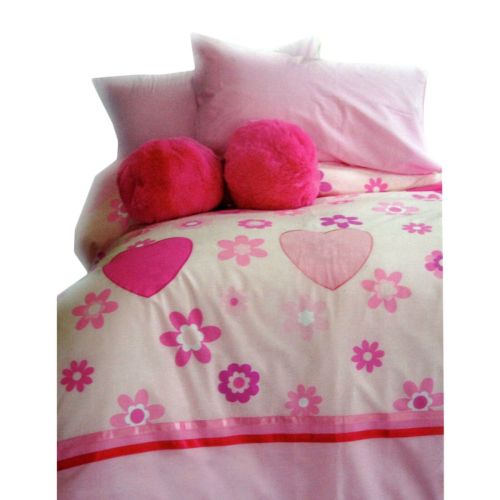 Hearts Easy Care Quilt Cover Set Single by Happy Kids