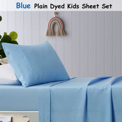 Blue Plain Dyed Microfibre Sheet Set by Happy Kids