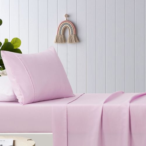 Pink Plain Dyed Microfibre Sheet Set by Happy Kids