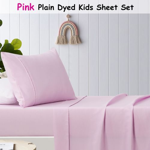 Pink Plain Dyed Microfibre Sheet Set by Happy Kids