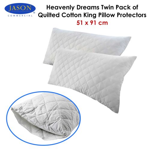 Twin Pack of Quilted Cotton King Pillow Protectors 51 x 91 cm by Jason