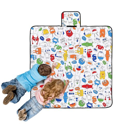 Monster Squad Colour Me In Picnic Blanket 125 x 125 cm by Happy Kids