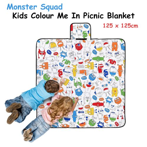 Monster Squad Colour Me In Picnic Blanket 125 x 125 cm by Happy Kids