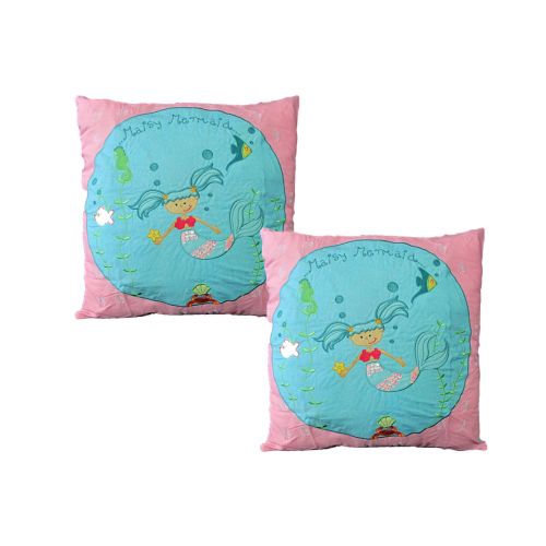 Pack of 2 Shelley Mermaid Embroidered Cushion Covers 43 x 43 cm