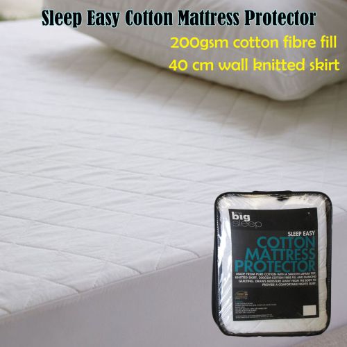 Sleep Easy Cotton Pure Cotton Mattress Protector Single by Big Sleep