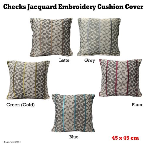 Checks Jacquard Embroidery Cushion Cover 45 x 45cm by Home Innovations