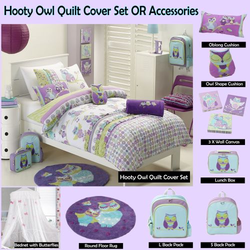 Hooty Owl Purple Quilt Cover Set by Jiggle & Giggle