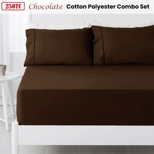 250TC Chocolate Cotton Rich Combo Set Queen 38cm by Hotel Living