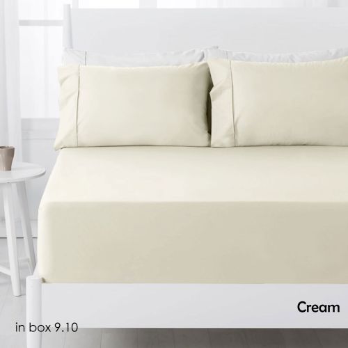 250TC Polyester Cotton Fitted Sheet Set Double 38cm Wall by Hotel Living