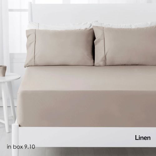 250TC Polyester Cotton Fitted Sheet Set Double 38cm Wall by Hotel Living