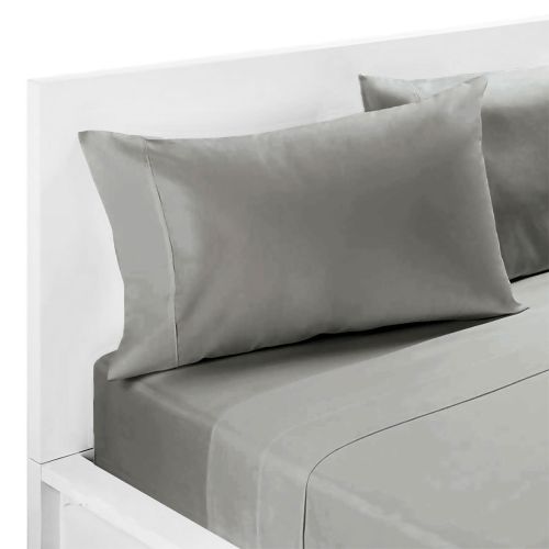 250TC Polyester Cotton Sheet Set Grey Double by Hotel Living