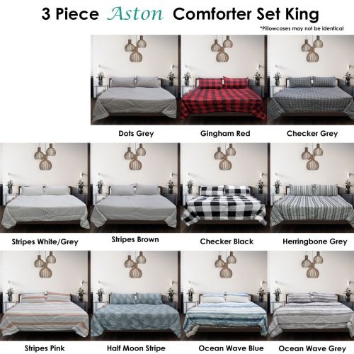 3 Pce Aston Printed Comforter Set 260 x 230cm Queen / King