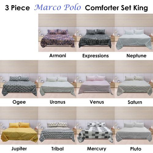3 Pce Marco Polo Printed Comforter Set King