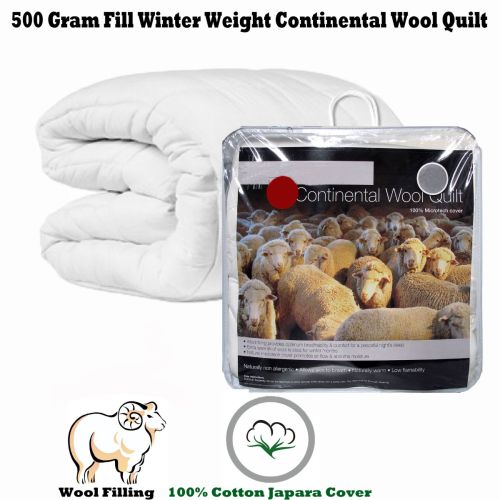 500 Gram Filling Cotton Cover Continental Wool Quilt Single by Hotel Living