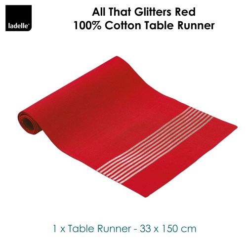 All That Glitters 100% Cotton Red Table Runner 33 x 150 cm by Ladelle