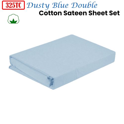 325TC 100% Cotton Sateen Sheet Set Dusty Blue Double