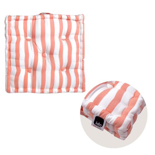 Coral Stripes Box Cushion 40 x 40 x 10 cm by IDC Homewares