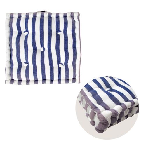 Gradient Blue Stripes Box Cushion 40 x 40 x 10 cm by IDC Homewares