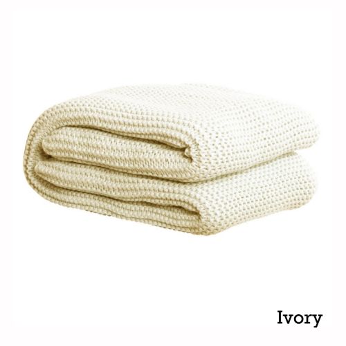 Chunky Knit Throw 125 x 150 cm Ivory by IDC Homewares