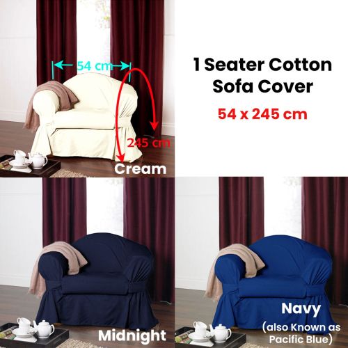 1 Seater Cotton Sofa Cover 54 x 245 cm by IDC Homewares