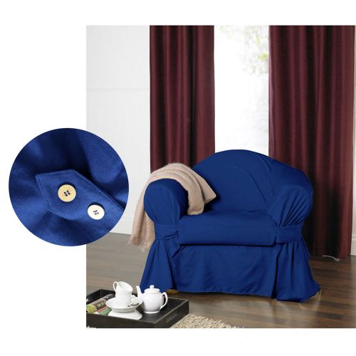 Cotton Sofa Cover Navy (also known as Pacific Blue) 1 Seater 54 x 245 cm by IDC Homewares