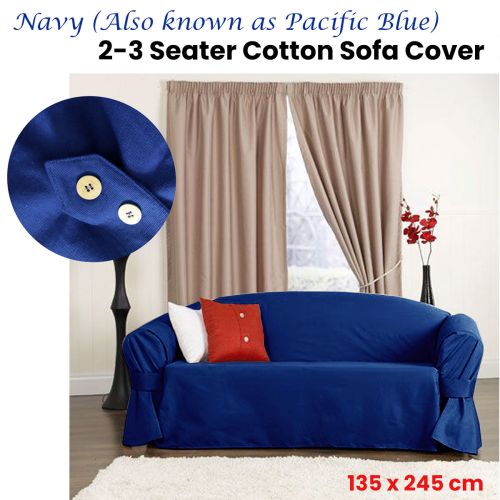2 Seater Cotton Sofa Cover Navy (also known as Pacific Blue) 135 x 245 cm by IDC Homewares