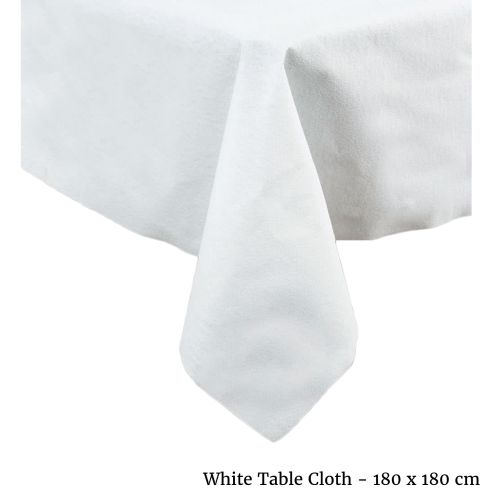 100% Cotton White Table Cloth 180cm 4 to 6 Seater by IDC Homewares