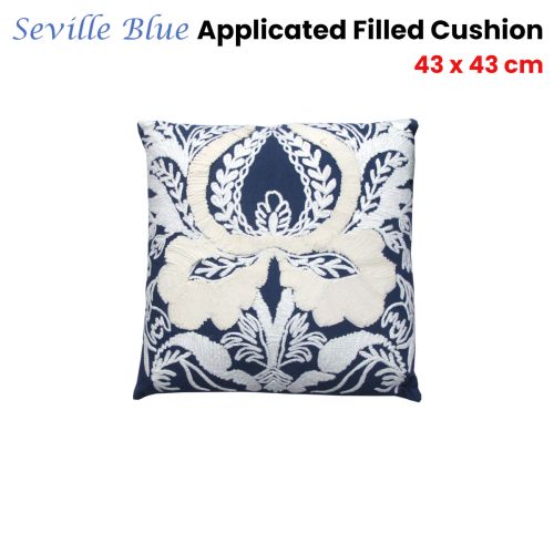 Seville Blue Square Filled Cushion 43 x 43 cm by IDC Homewares