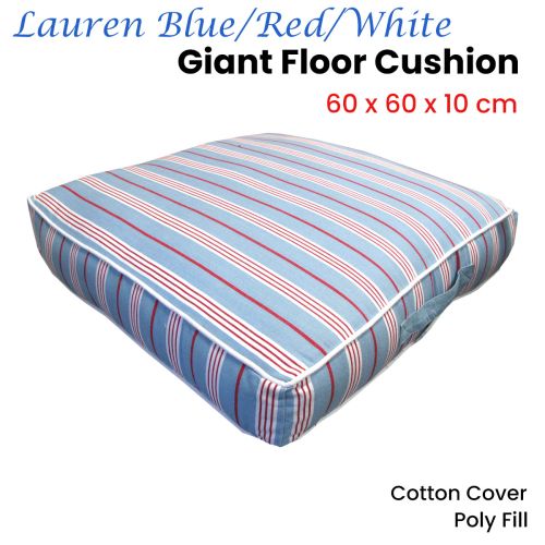 Lauren Blue/Red/White Floor Cushion 60 x 60 x 10 cm by IDC Homewares