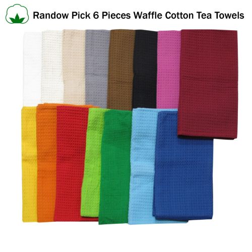 Random Pick Set of 6 100% Cotton Waffle Tea Towels - 50 x 70 cm