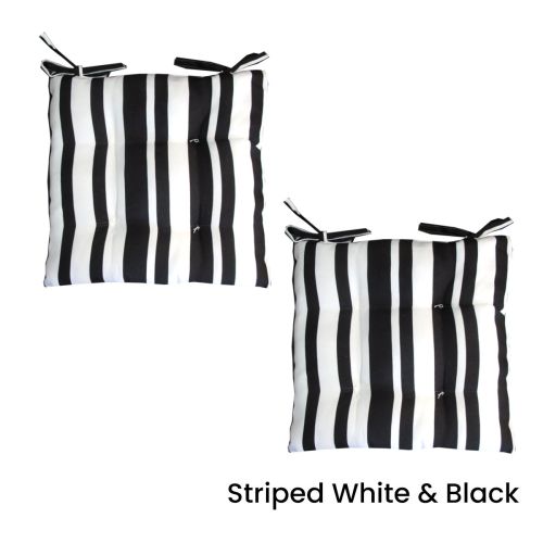 Set of 2 Outdoor Polyester Striped Chair Pads 40 x 40cm