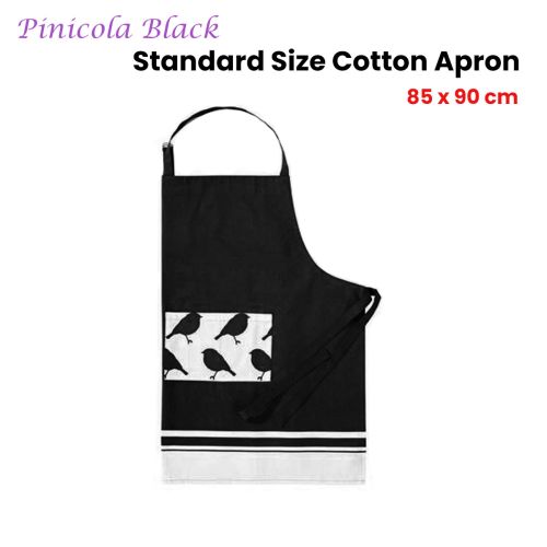 Pinicola Black Cotton Standard Apron by J Elliot Home