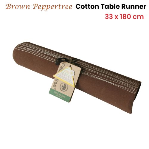 Brown Peppertree Cotton Table Runner 33 x 180cm