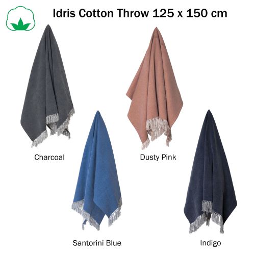 Idris Cotton Sofa Bed Throw Rug Blanket 125 x 150 cm by J.elliot
