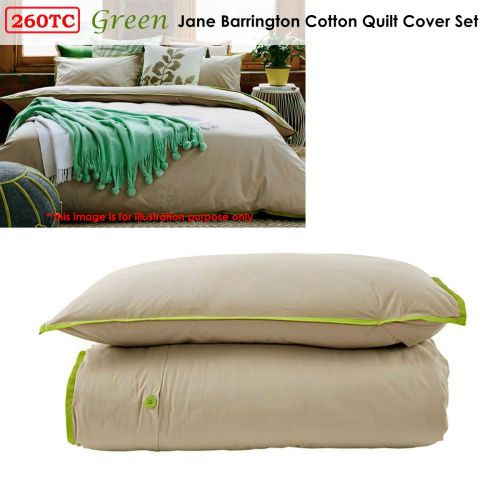 Jane Barrington 260TC 100% Cotton Quilt Cover Set Taupe/Green