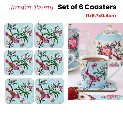 Set of 6 Jardin Peony Coasters 11x9.7x0.4cm
