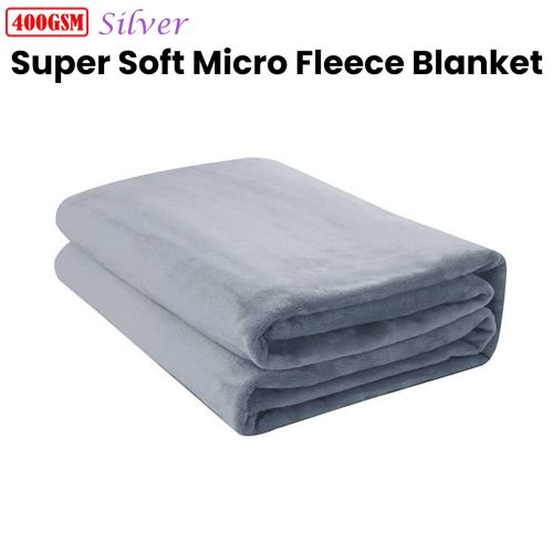 400GSM Super Soft Micro Fleece Blanket Silver by Jason
