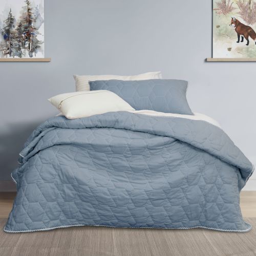 Bolston Pale Blue Kids Coverlet Set Single/Double by Jelly Bean Kids