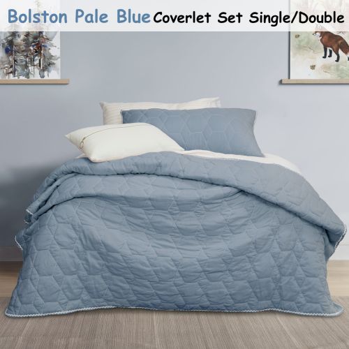 Bolston Pale Blue Kids Coverlet Set Single/Double by Jelly Bean Kids