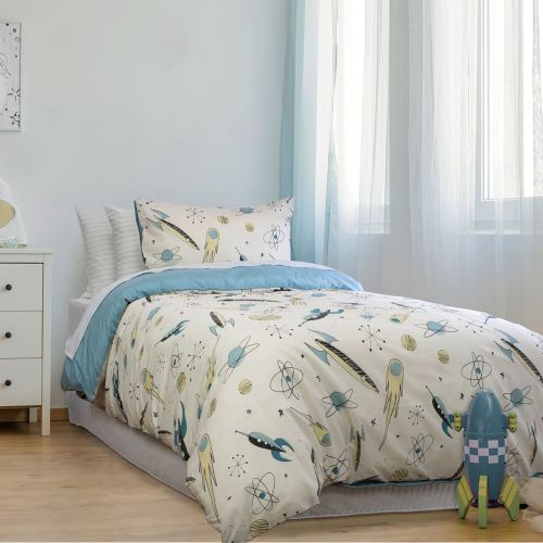 Rocket Boy Chambray Quilt Cover Set by Jelly Bean Kids
