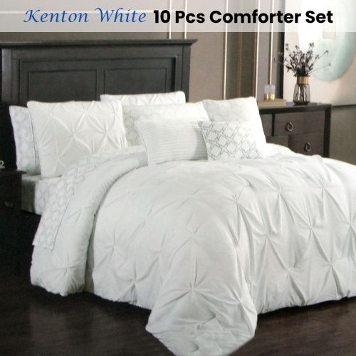 10 Pcs Kenton White Comforter Set