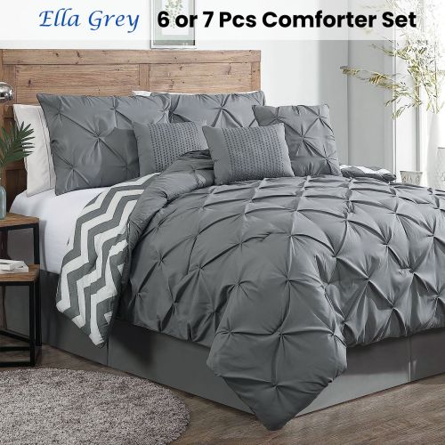 6 or 7 Pcs Ella Grey Comforter Set by J Elliot Home