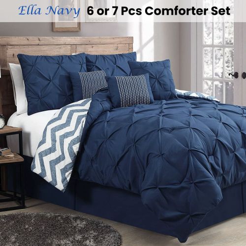 6 or 7 Pcs Ella Navy Comforter Set by J Elliot Home