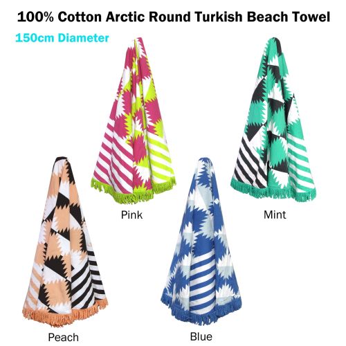 Arctic Round Cotton Turkish Towel 150cm Diameter by J.elliot