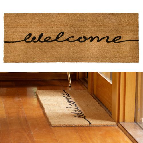 Welcome PVC Backed Coir Printed Mat Ranchslider 40x120cm by J Elliot Home