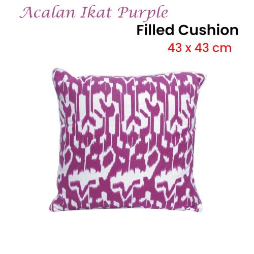 Acalan Ikat Purple Filled Cushion 43 x 43 cm by J.elliot