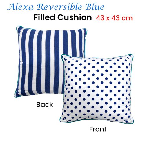 Alexa Reversible Blue Filled Cushion 43 x 43 cm by J.elliot