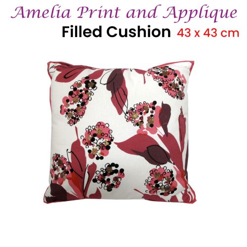 Amelia Applique Pink Filled Cushion 43 x 43 cm by IDC Homewares