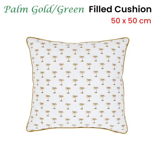 Palm Gold Green Filled Cushion 50 x 50 cm by J.elliot