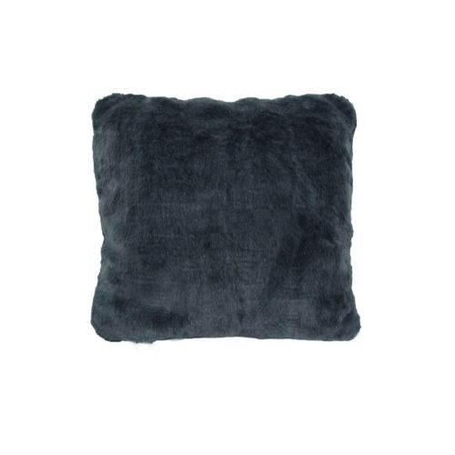 Quebec Charcoal Quality Long Pile Faux Fur Filled Cushion 45 x 45 cm by J.elliot